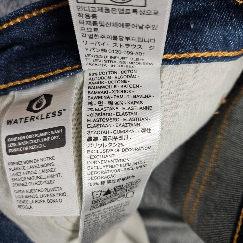 Levis 514 Jeans Mens 38x30 Straight Stretch Fit Dark Wash Blue Denim Red Tab NEW - Picture 9 of 10